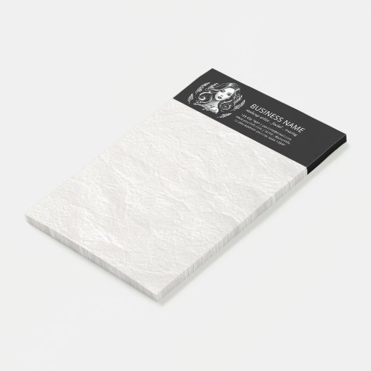 Makeup Artist Hair Stylist Modernes Schwarz-weißes Post-it Klebezettel (angewinkelt)