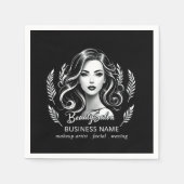 Makeup Artist Hair Stylist Modernes Schwarz-weißes Serviette (Vorderseite)