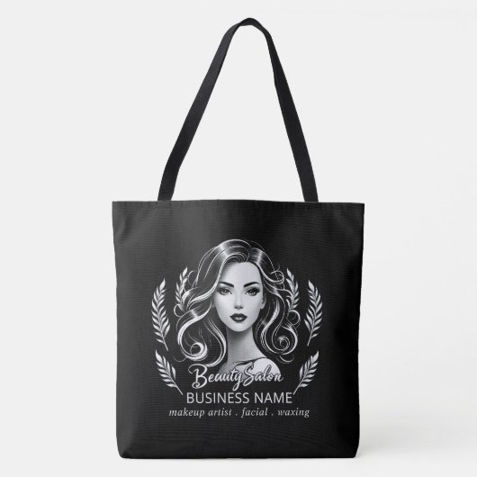 Makeup Artist Hair Stylist Modernes Schwarz-weißes Tasche (Vorderseite)