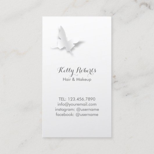 Makeup Artist Hair Stylist Paper Art Butterfly Visitenkarte (Rückseite)
