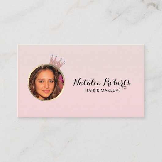 Makeup Artist Hair Stylist Pastel Pink Queen Foto Visitenkarte (Vorderseite)