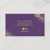 Makeup Artist Hair Stylist Peacock Lila & Silver Visitenkarte (Rückseite)