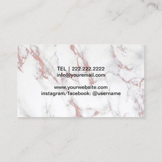 Makeup Artist Hair Stylist Rose Gold Marmor Visitenkarte (Rückseite)