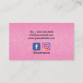 Makeup Artist Hair Stylist Salon Hot Pink Glitzer Visitenkarte (Rückseite)