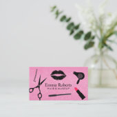Makeup Artist Hair Stylist Salon Hot Pink Glitzer Visitenkarte (Stehend Vorderseite)