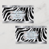 Makeup Artist Hair Stylist Salon Zebra Print Visitenkarte (Vorne/Hinten)