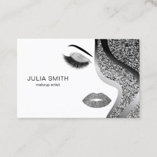 Makeup Artist Hair Stylist Silver Glitzer Visitenkarte