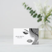 Makeup Artist Hair Stylist Silver Glitzer Visitenkarte (Stehend Vorderseite)