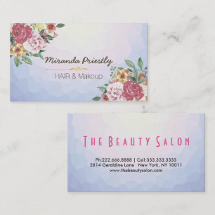 Makeup Artist Hair Stylist Vintages Flora Elegante Visitenkarte