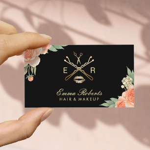 Makeup Artist Hair Stylist Vintages Flora Elegante Visitenkarte