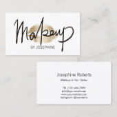 Makeup Artist Hand Briefe Gold Kiss Minimalistisch Visitenkarte (Vorne/Hinten)