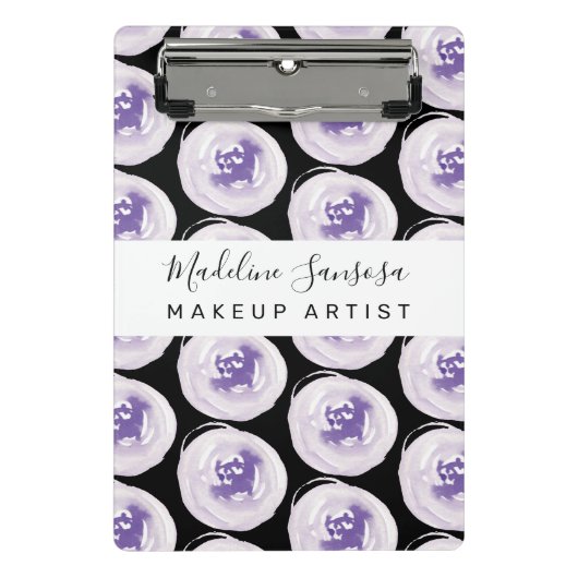 Makeup Artist Hand Watercolor Pflaumen Lila Mini Klemmbrett (Vorderseite)