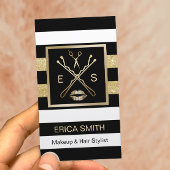 Makeup Artist Harry Stylist Black & Gold Streifen Visitenkarte