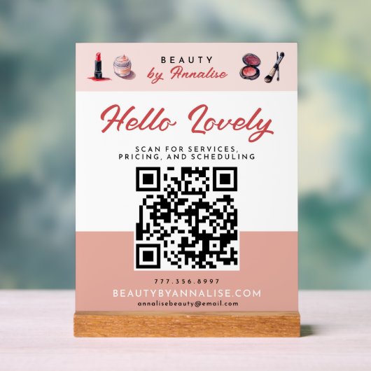 Makeup Artist Hello Lovely Business QR-Code Acrylschild (Neutral)