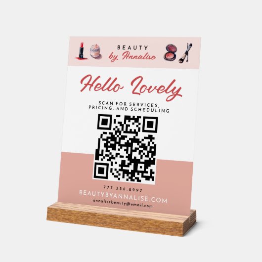 Makeup Artist Hello Lovely Business QR-Code Acrylschild (Winkel)