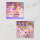 Makeup Artist Holograph Tropfen Nails Glitzer Trop Quadratische Visitenkarte (Vorne/Hinten)