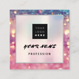 Makeup ARTIST Holograph Unique QR CODE Logo Glitte Quadratische Visitenkarte