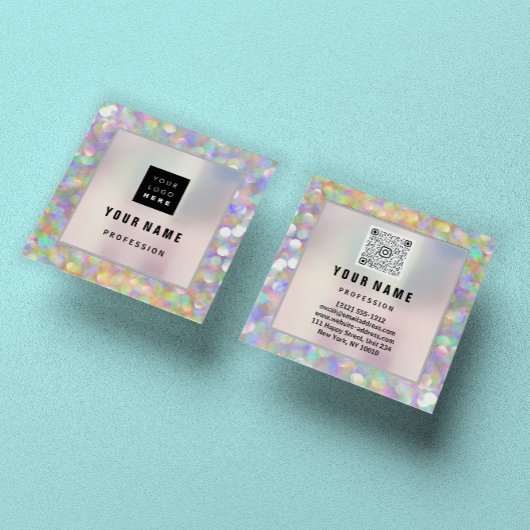 Makeup ARTIST Holograph Unique QR CODE Logo Quadratische Visitenkarte