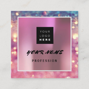 Makeup ARTIST Holograph Unique QR CODE Logo Rose Quadratische Visitenkarte