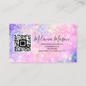 Makeup Artist Holographic Funkelnd Glitzer QR Code Visitenkarte (Rückseite)