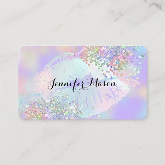 Makeup Artist Holographic Glitzer Lippen Sie Lila  Visitenkarte (Vorderseite)