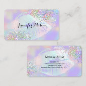 Makeup Artist Holographic Glitzer Lippen Sie Lila  Visitenkarte (Vorne/Hinten)