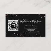 Makeup Artist Holographic Glitzer QR Code Black Visitenkarte (Rückseite)