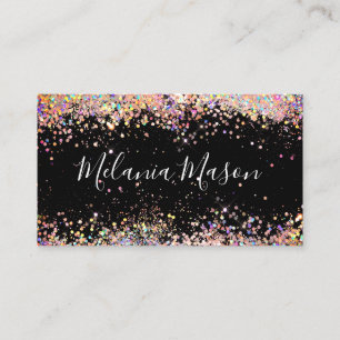 Makeup Artist Holographic Glitzer QR Code Black Visitenkarte