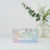 Makeup Artist Holographic Glitzer QR Code Blue Visitenkarte (Stehend Vorderseite)