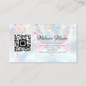 Makeup Artist Holographic Glitzer QR Code Metallic Visitenkarte (Rückseite)