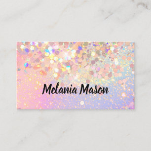Makeup Artist Holographic Glitzer QR Code Pink Visitenkarte