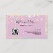 Makeup Artist Holographic Glitzer QR Code Stilvoll Visitenkarte (Rückseite)