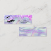 Makeup Artist, Holographic Lashes Glitzer Tropfen Mini Visitenkarte (Vorne/Hinten)