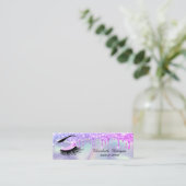 Makeup Artist, Holographic Lashes Glitzer Tropfen Mini Visitenkarte (Stehend Vorderseite)