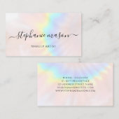 Makeup Artist Holographic Pastel Modern Telefonnummerkarte (Vorne/Hinten)
