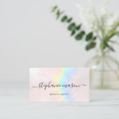 Makeup Artist Holographic Pastel Modern Telefonnummerkarte (Stehend Vorderseite)