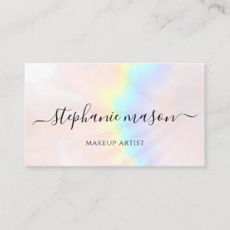 Makeup Artist Holographic Pastel Modern Telefonnummerkarte