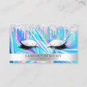 Makeup Artist Holographic Platinum Glitzer Tropfen Visitenkarte (Vorderseite)