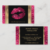 Makeup Artist Hot Pink Glitzer Visitenkarte (Vorne/Hinten)