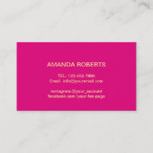Makeup Artist Hot Pink Gold Script modern Visitenkarte (Rückseite)