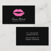 Makeup Artist Hot Pink Lippen Schlicht Schwarz Visitenkarte (Vorne/Hinten)