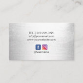 Makeup Artist Hot Pink Lips Moderner Silbersalon Visitenkarte (Rückseite)