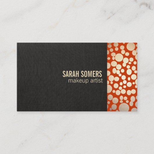 Makeup Artist Imitate Gold Leaf Linen Look Orange Visitenkarte (Vorderseite)