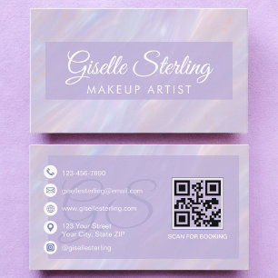 Makeup Artist Iridescent Pastel Opal Holographic Visitenkarte