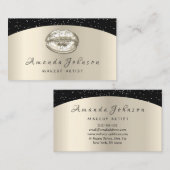 Makeup Artist Kiss Lips Glitzer Elfenbeinbeige Visitenkarte (Vorne/Hinten)