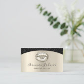 Makeup Artist Kiss Lips Glitzer Elfenbeinbeige Visitenkarte (Stehend Vorderseite)