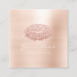 Makeup Artist Kiss Lips Glitzer Pink Square Quadratische Visitenkarte