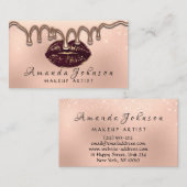 Makeup Artist Kiss Lips Glitzer Rose Gold Tropfen Visitenkarte (Vorne/Hinten)