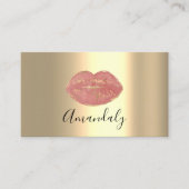 Makeup Artist Kiss Lips Golden Einzigartige Rose P Visitenkarte (Vorderseite)