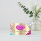 Makeup Artist Kiss LIPS Pink Glam Holograph Visitenkarte (Stehend Vorderseite)
